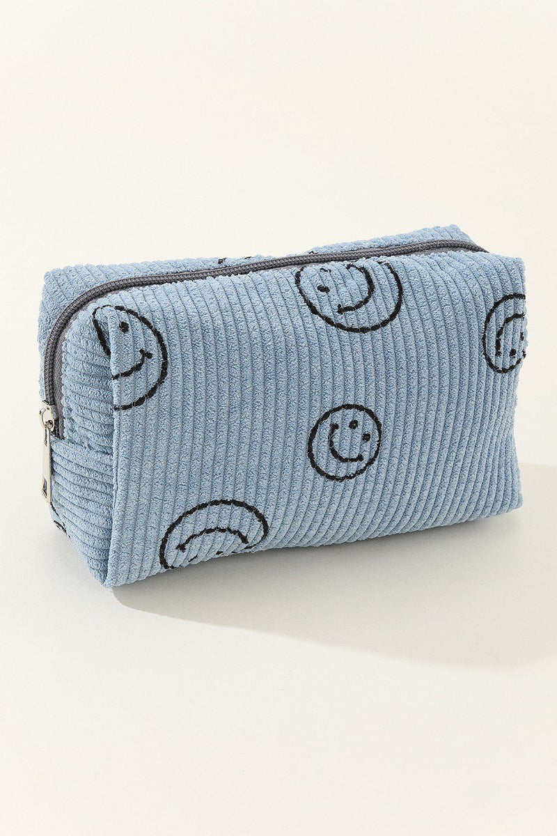 Zenana Smiley Face Corduroy Cosmetic Pouch