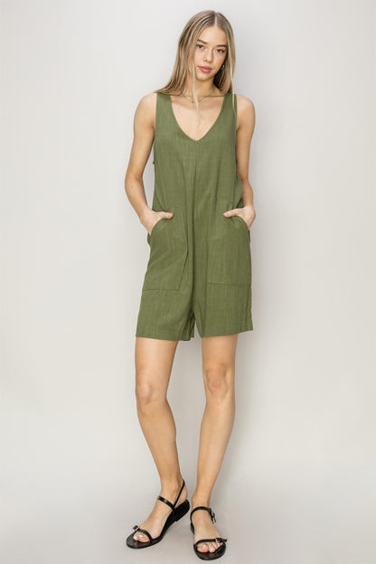 HYFVE V-Neck Sleeveless Romper with Pockets