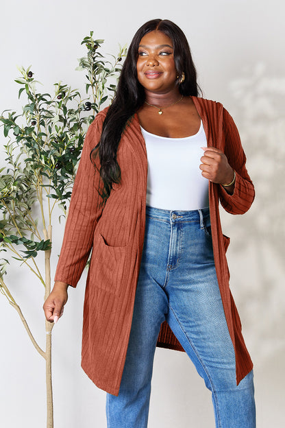 Basic Bae Full Size Hooded Sweater Cardigan