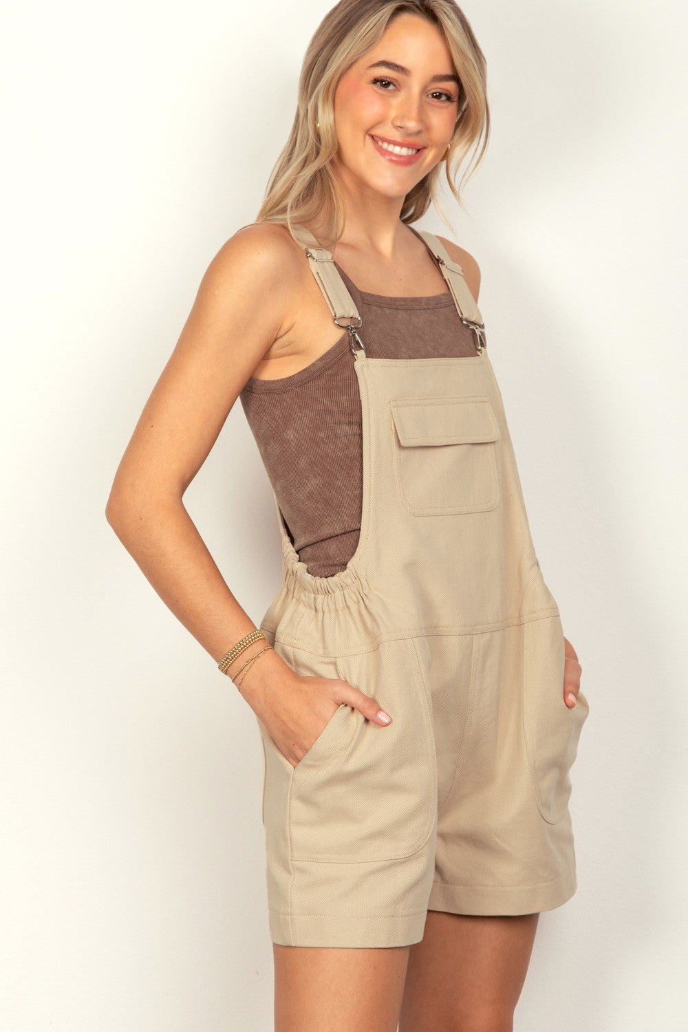 VERY J Adjustable Suspender Overalls with Pockets